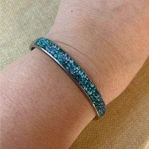 JCM‎ Stainless Steel Blue Stones Hinged Bracelet